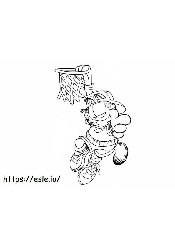 Coloriage Garfield joue au basket à imprimer dessin