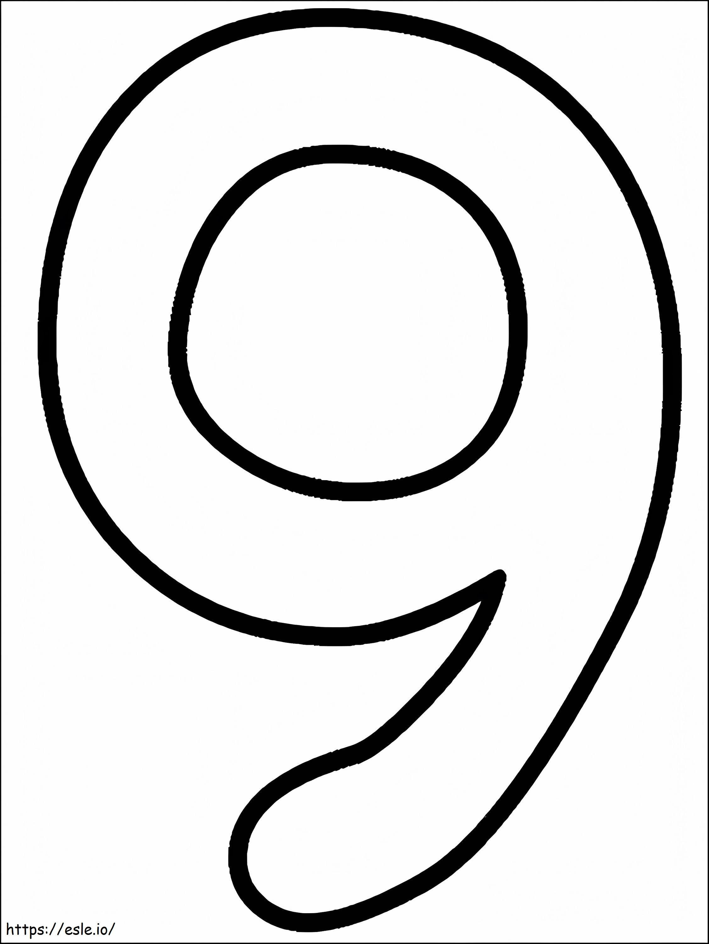 Printable Number 9 coloring page