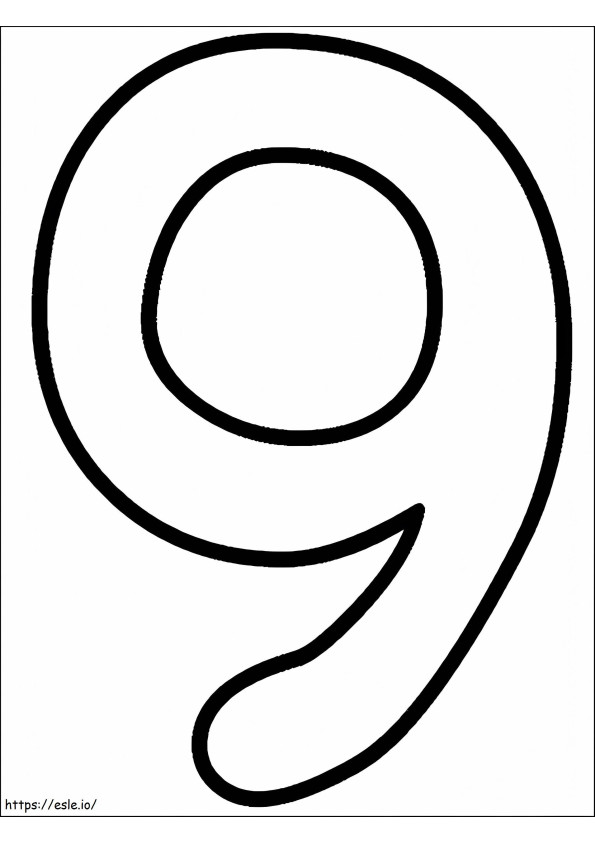 Printable Number 9 coloring page