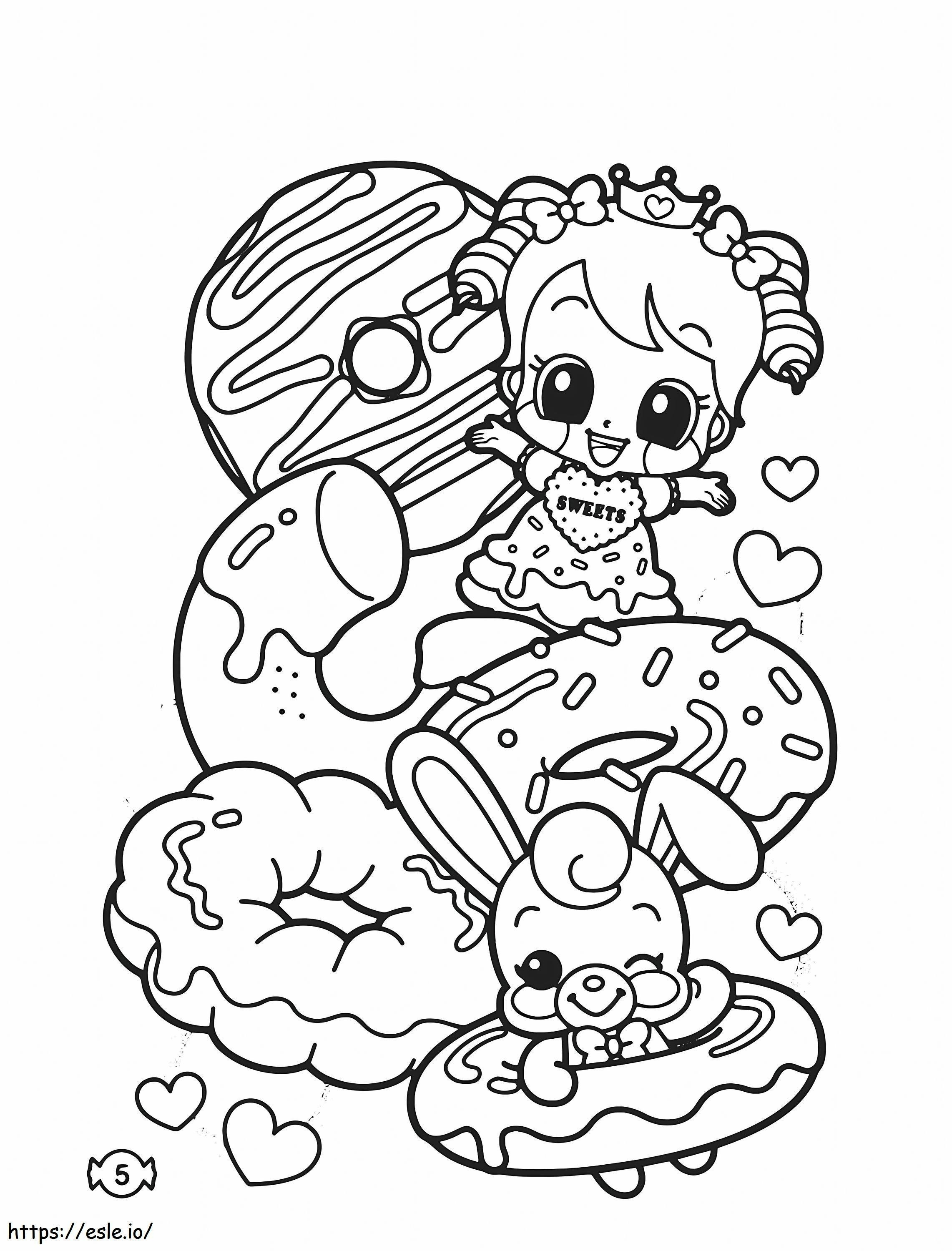 Kawaii Food I Love Donut coloring page