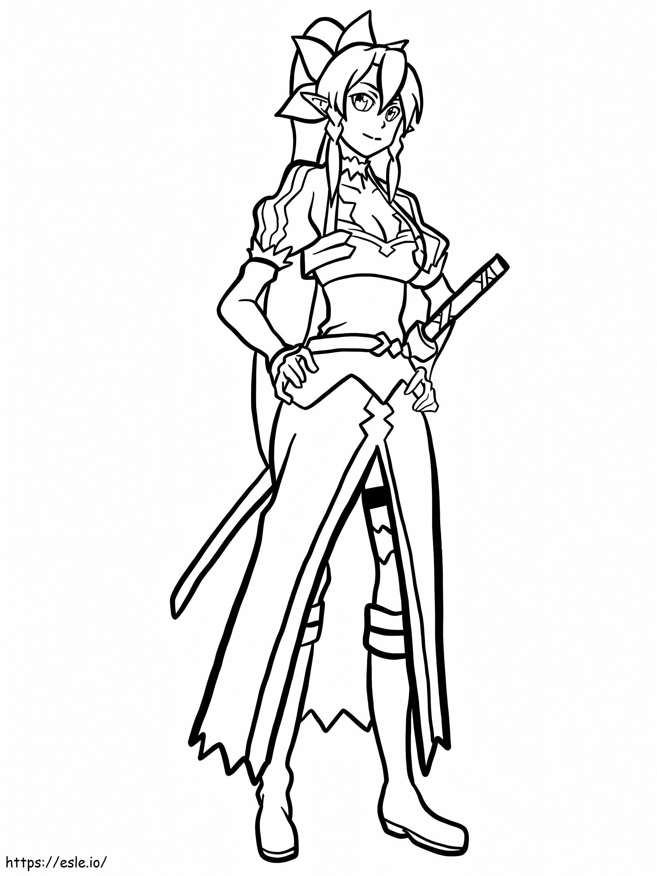 Leafa Sword Art Online coloring page