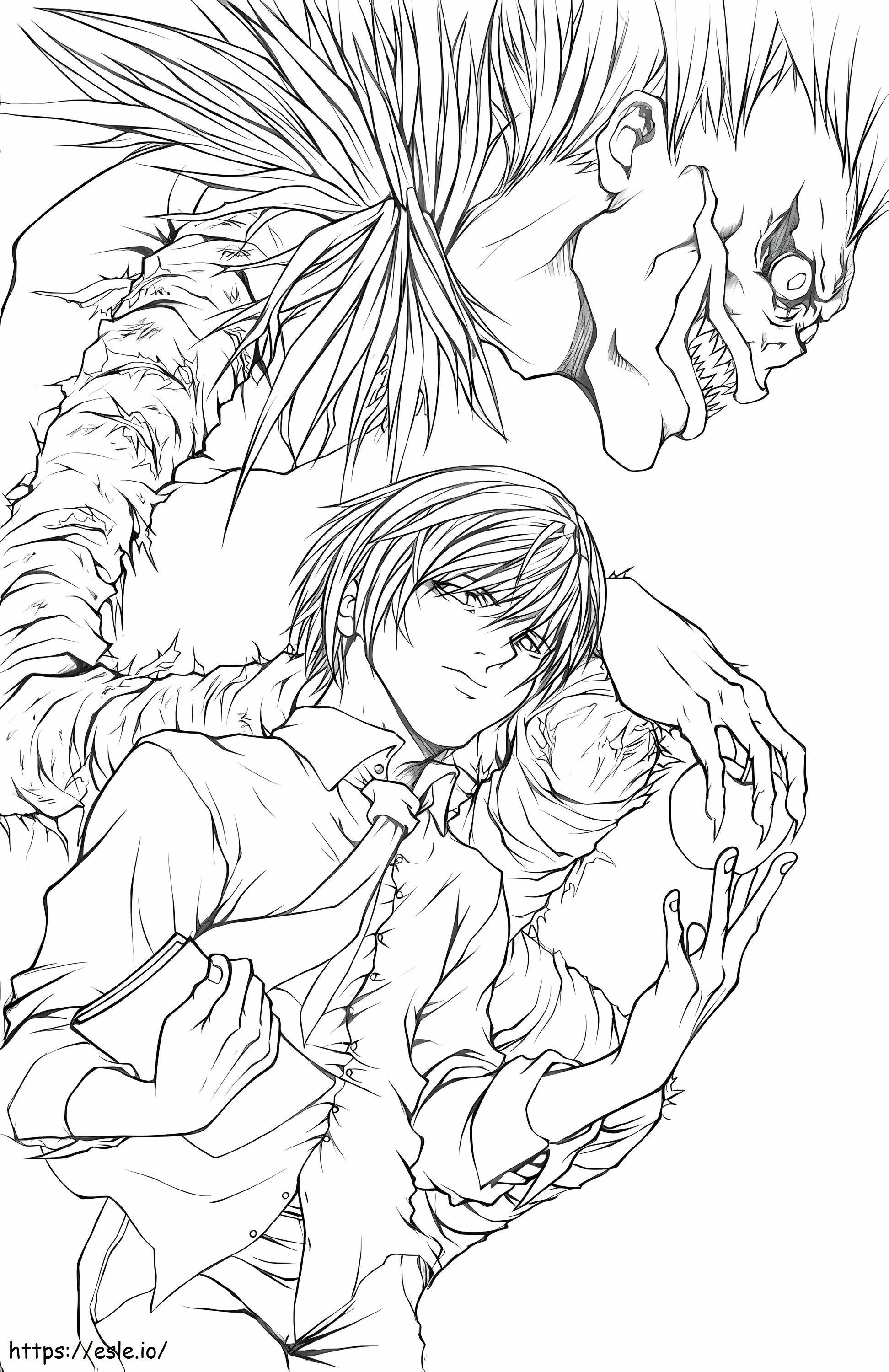 Light Yagami e Ryuk para colorir