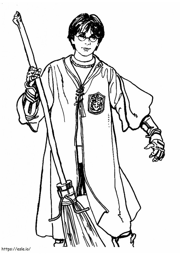 Harry Potter com vassoura mágica 737X1024 para colorir