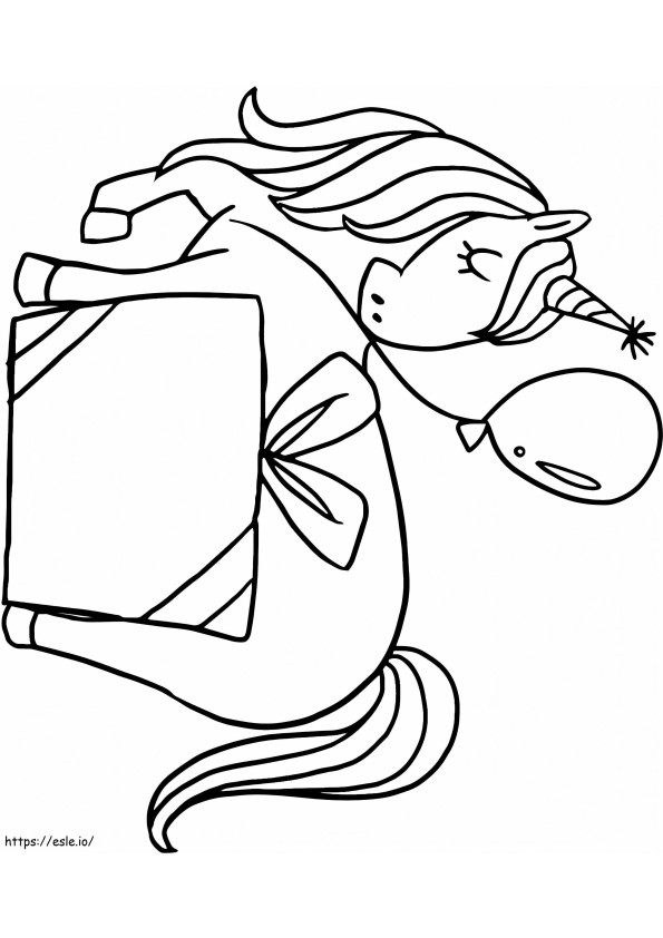 1564361753 Birthday Unicorn A4 coloring page