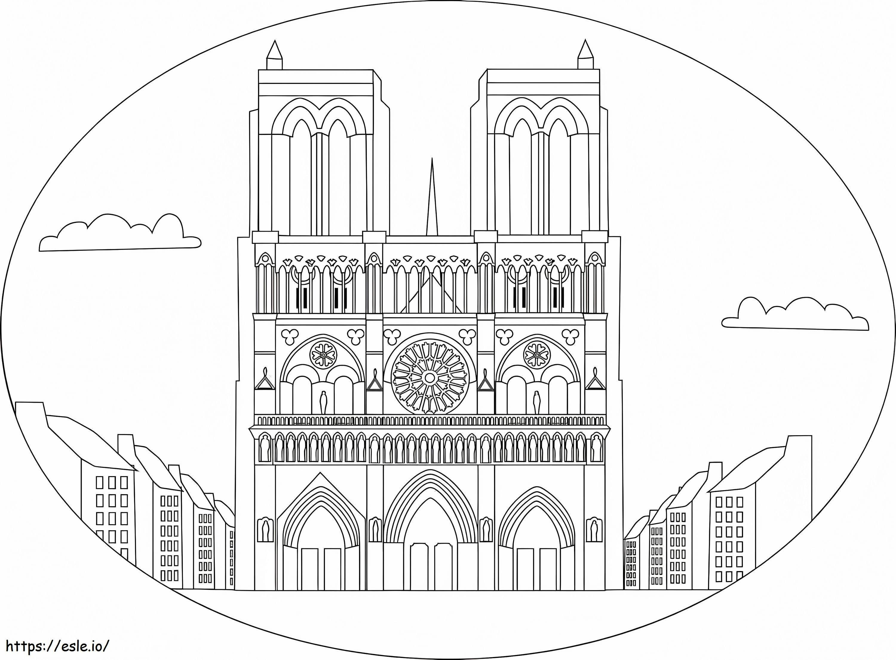Notre Dame Cathedral 4 coloring page