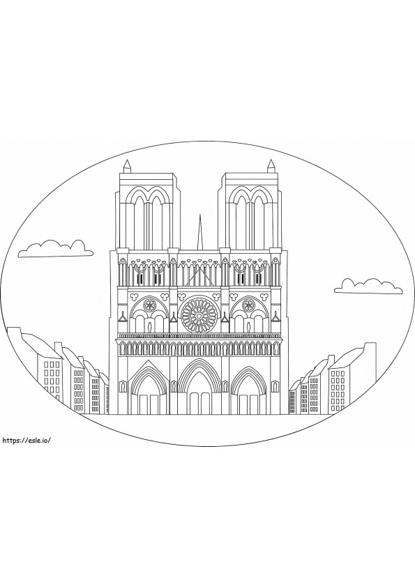 Coloriage Cathédrale Notre-Dame 4 à imprimer dessin