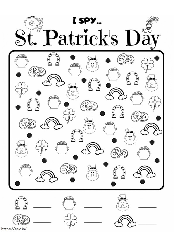 I Spy St Patricks Day coloring page