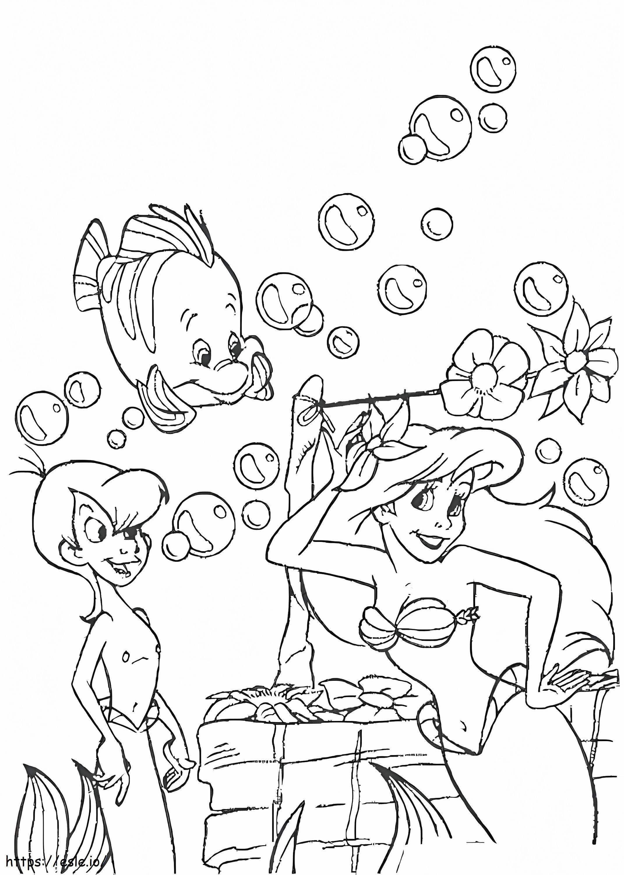 Beautiful Ariel And Friends coloring page