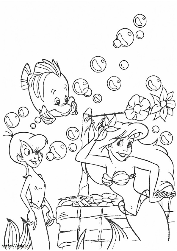 Beautiful Ariel And Friends coloring page