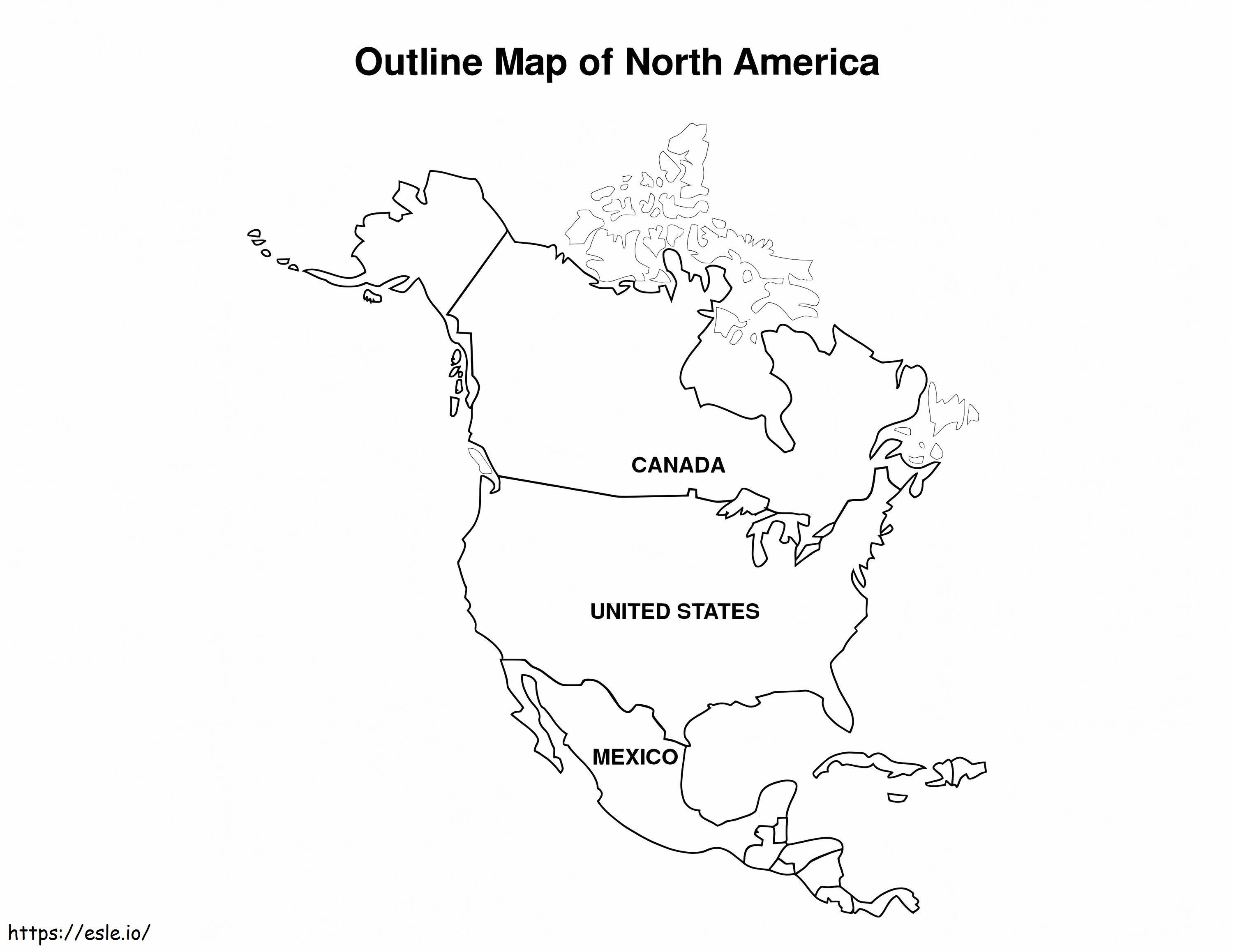 Coloriage Coloriage de la carte de l’Amérique du Nord à imprimer dessin