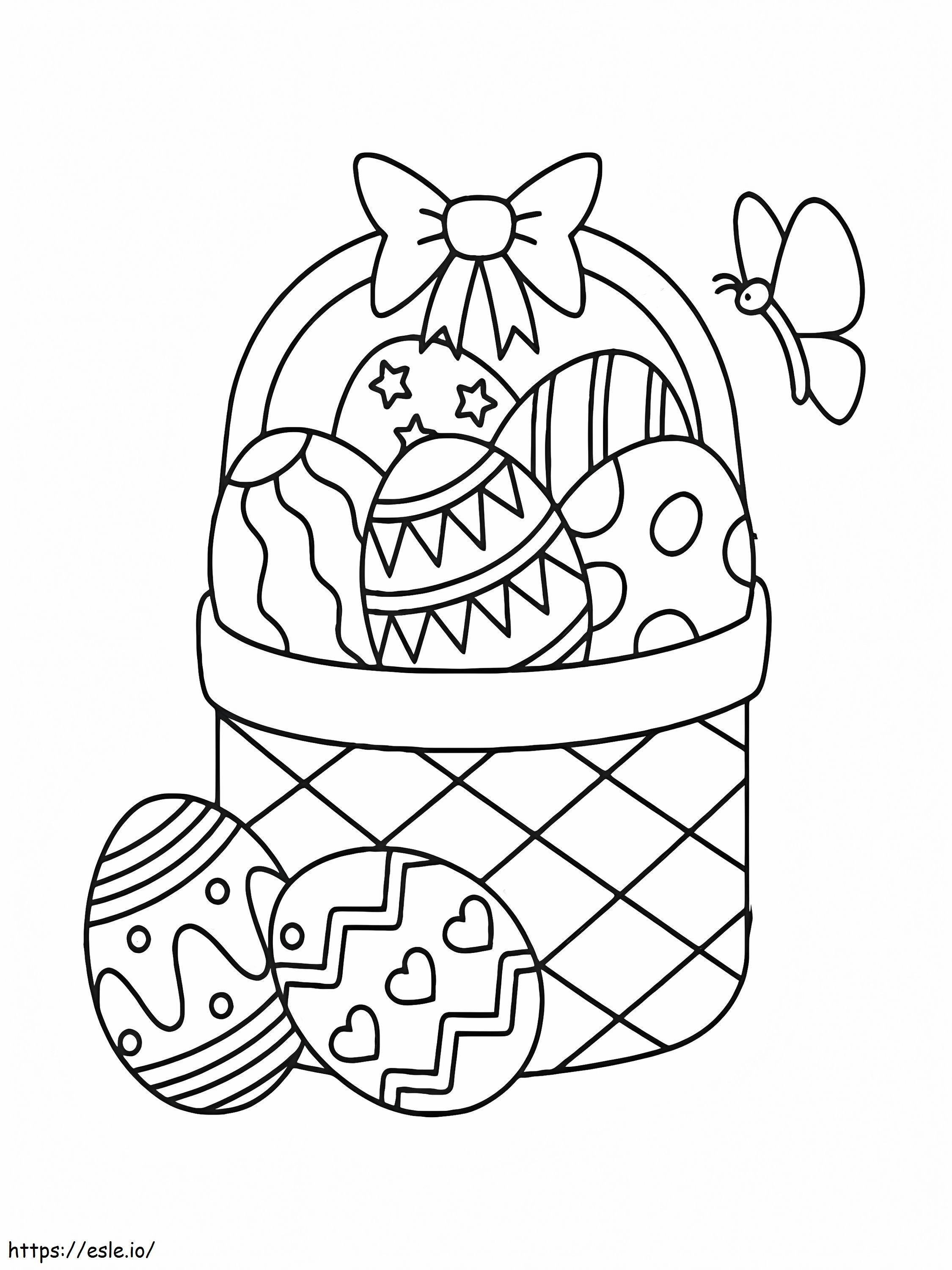 Huevos de Pascua en cesta para colorear