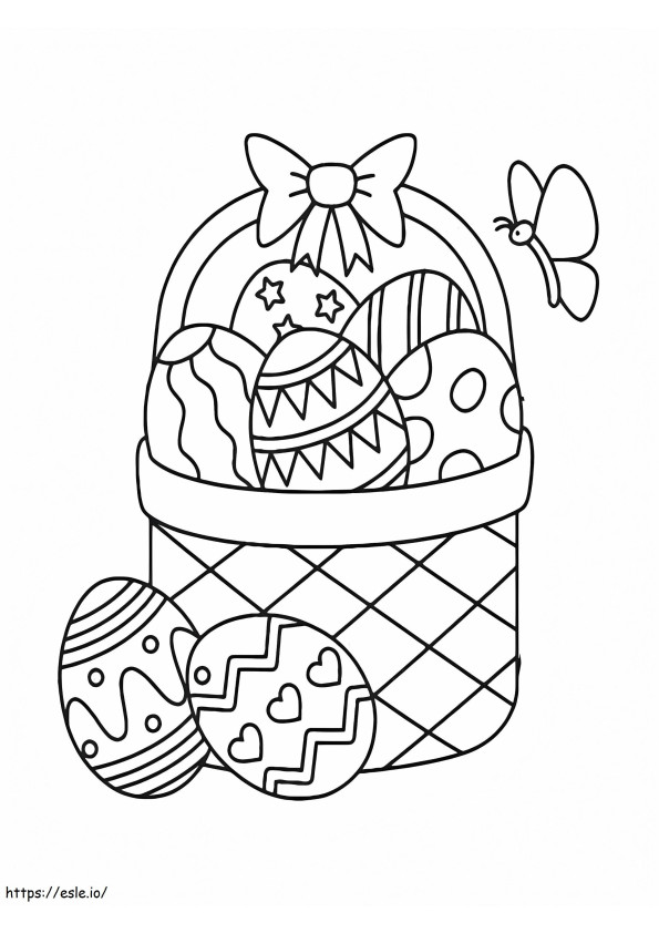 Coloriage Oeufs de Pâques dans le panier à imprimer dessin