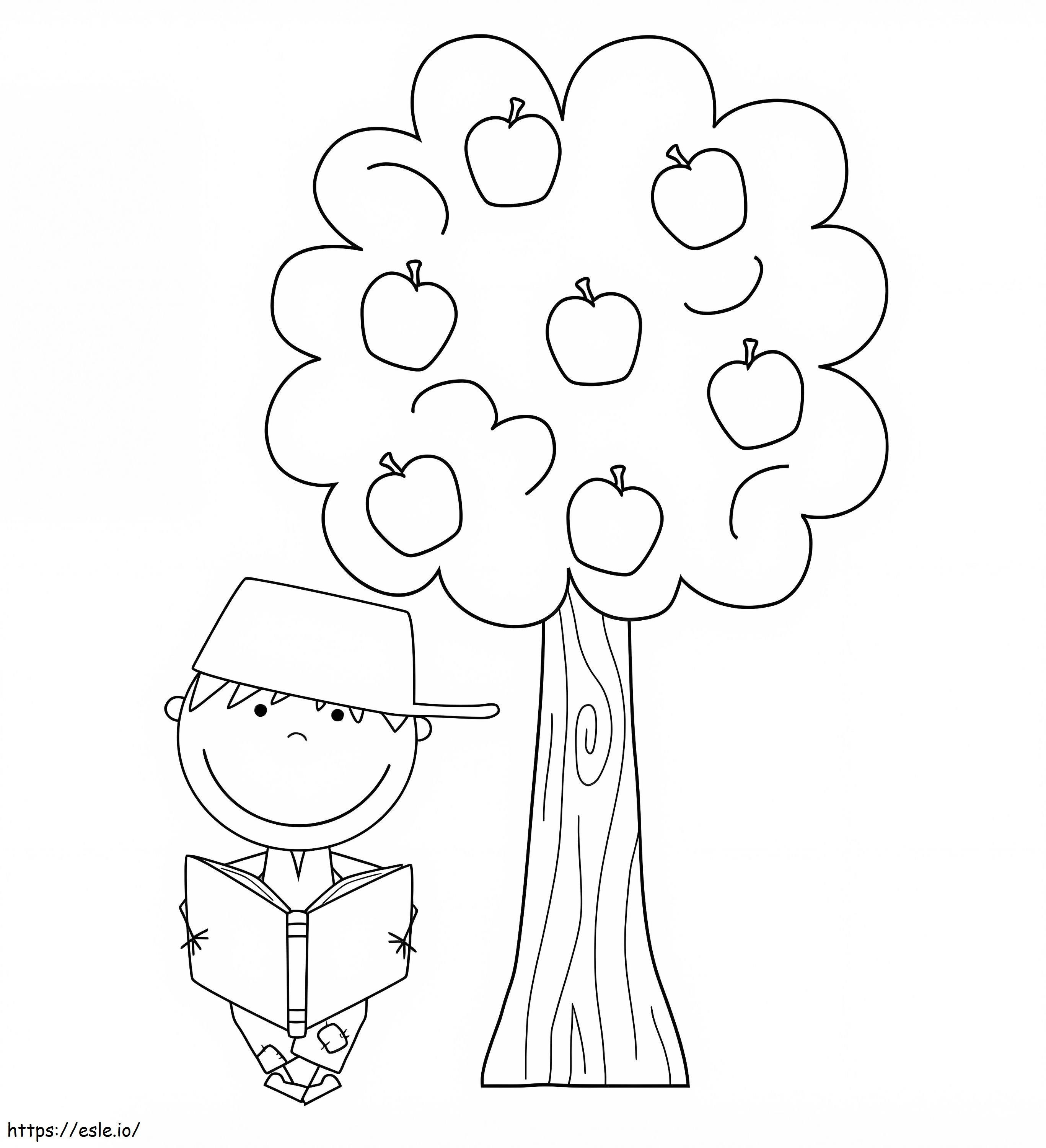 Johnny Appleseed Reading coloring page