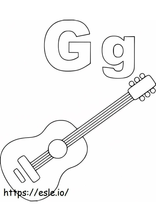 La letra G para guitarra para colorear
