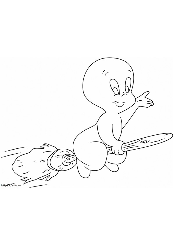 1531537036_Casper Flying On Broomstick A4 coloring page