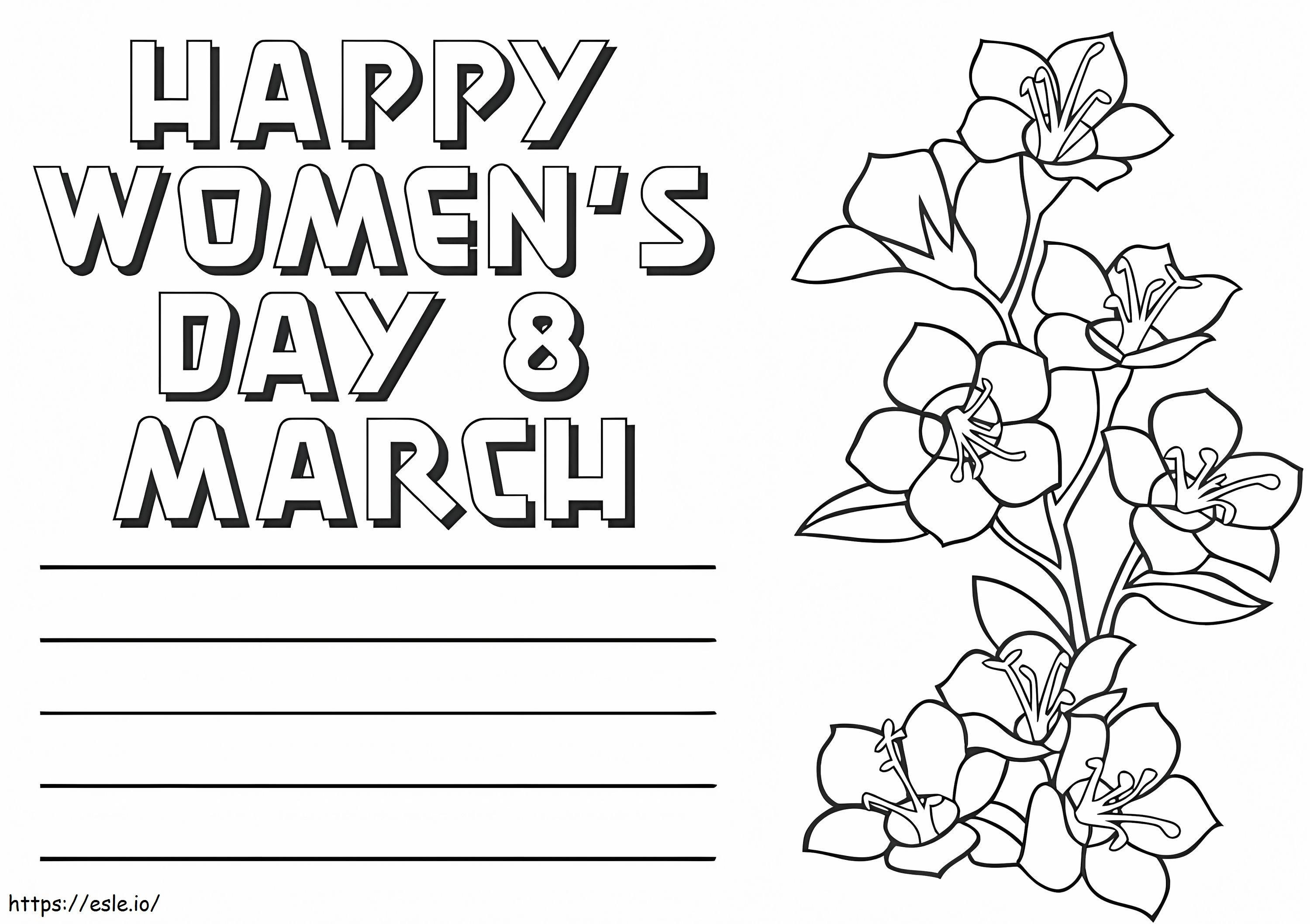 Coloriage Carte de la Journée des Femmes à imprimer dessin