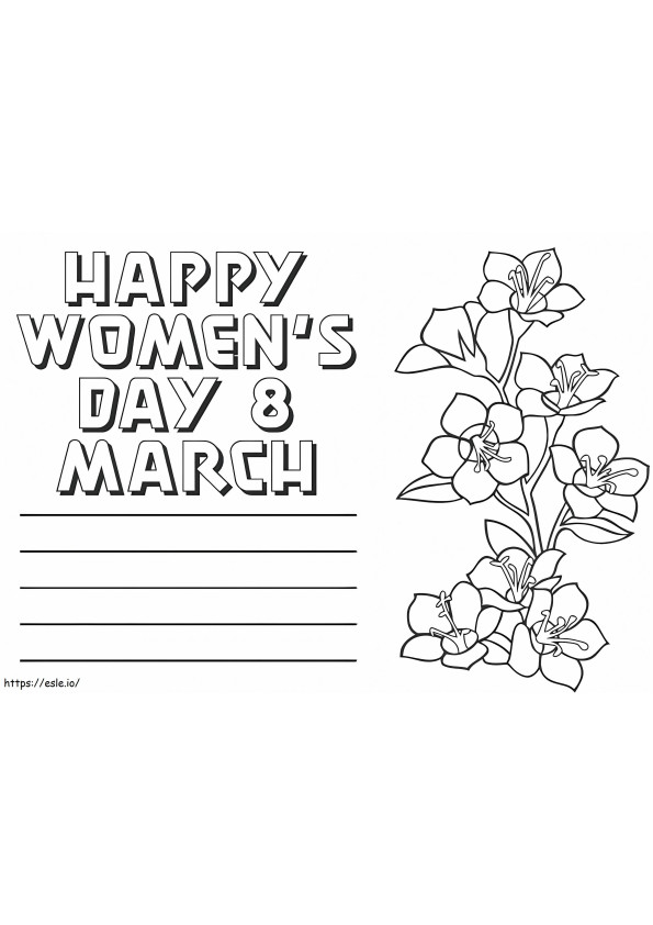 Cartão do Dia da Mulher para colorir