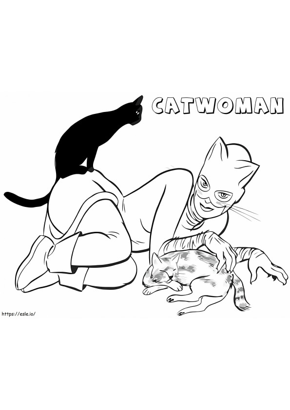 Mulher-Gato e Gatos para colorir