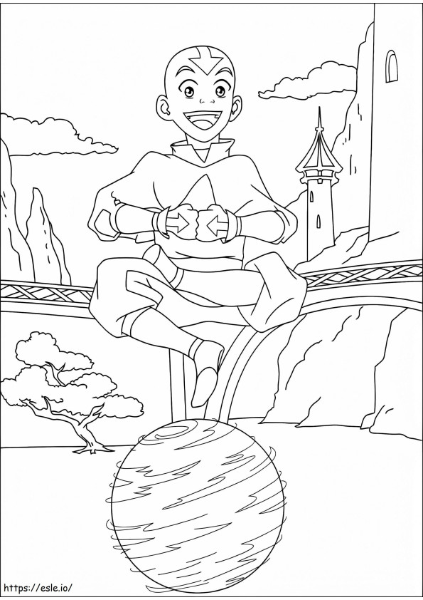 1533612067 Aang On Earball A4 coloring page