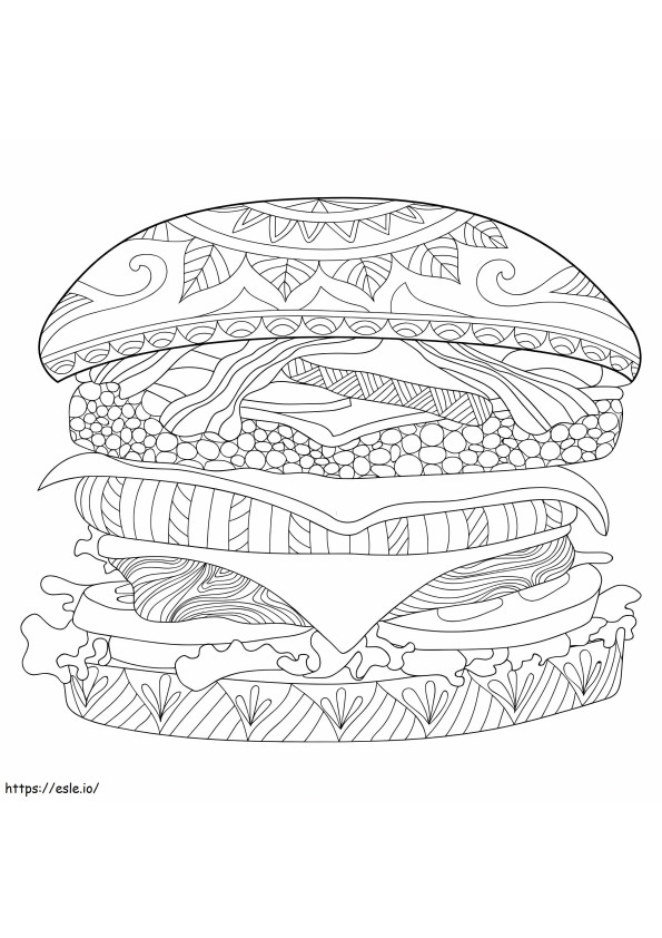 Coloriage Mandala de hamburgers à imprimer dessin