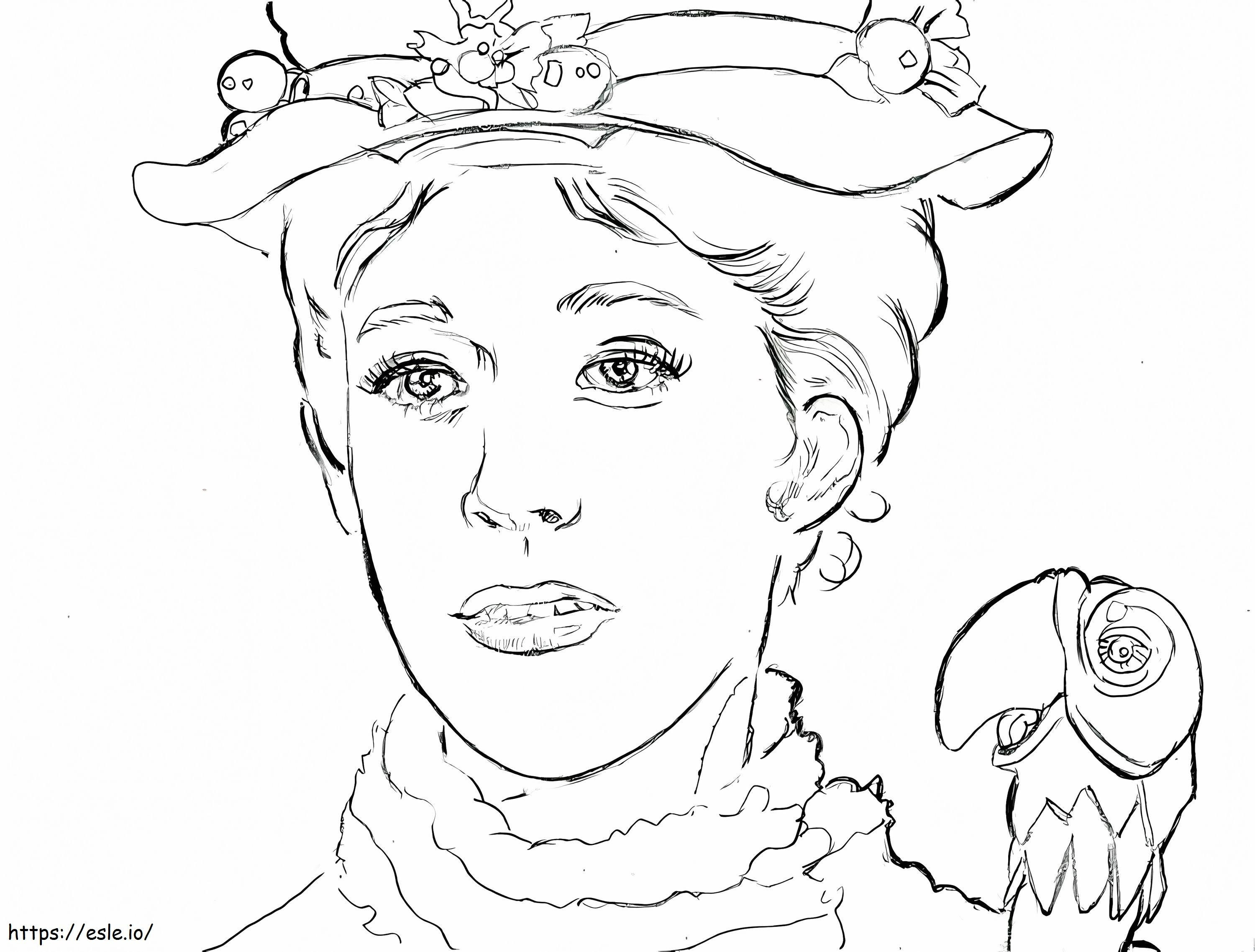 Il volto di Mary Poppins da colorare