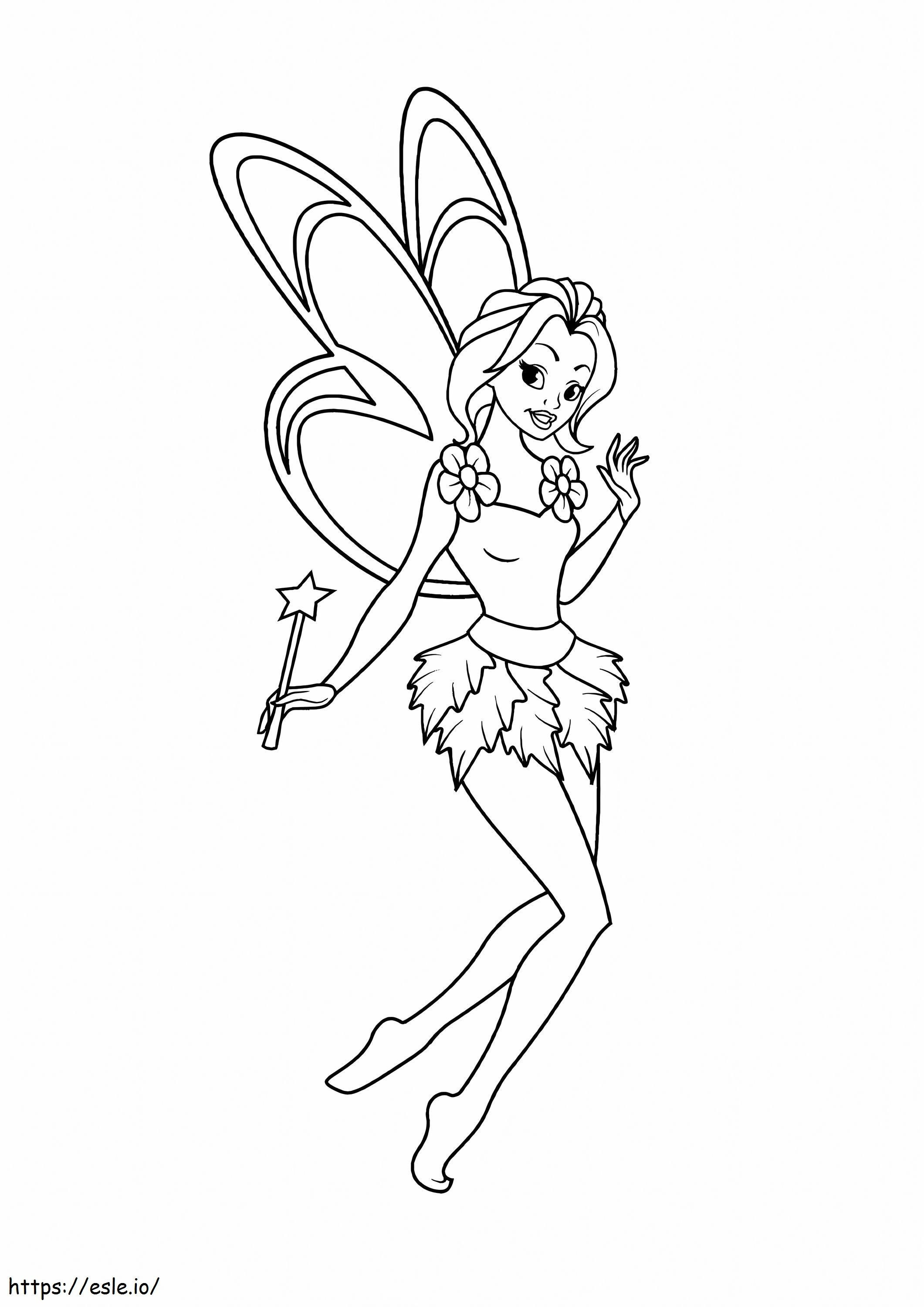 Simple Fairy With Magic Wand coloring page