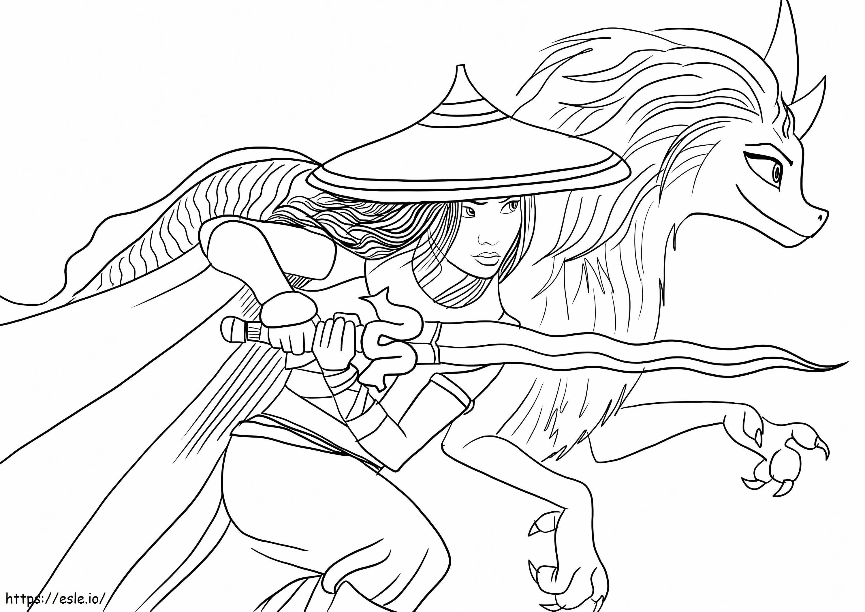 Dragon Sisu And Raya coloring page