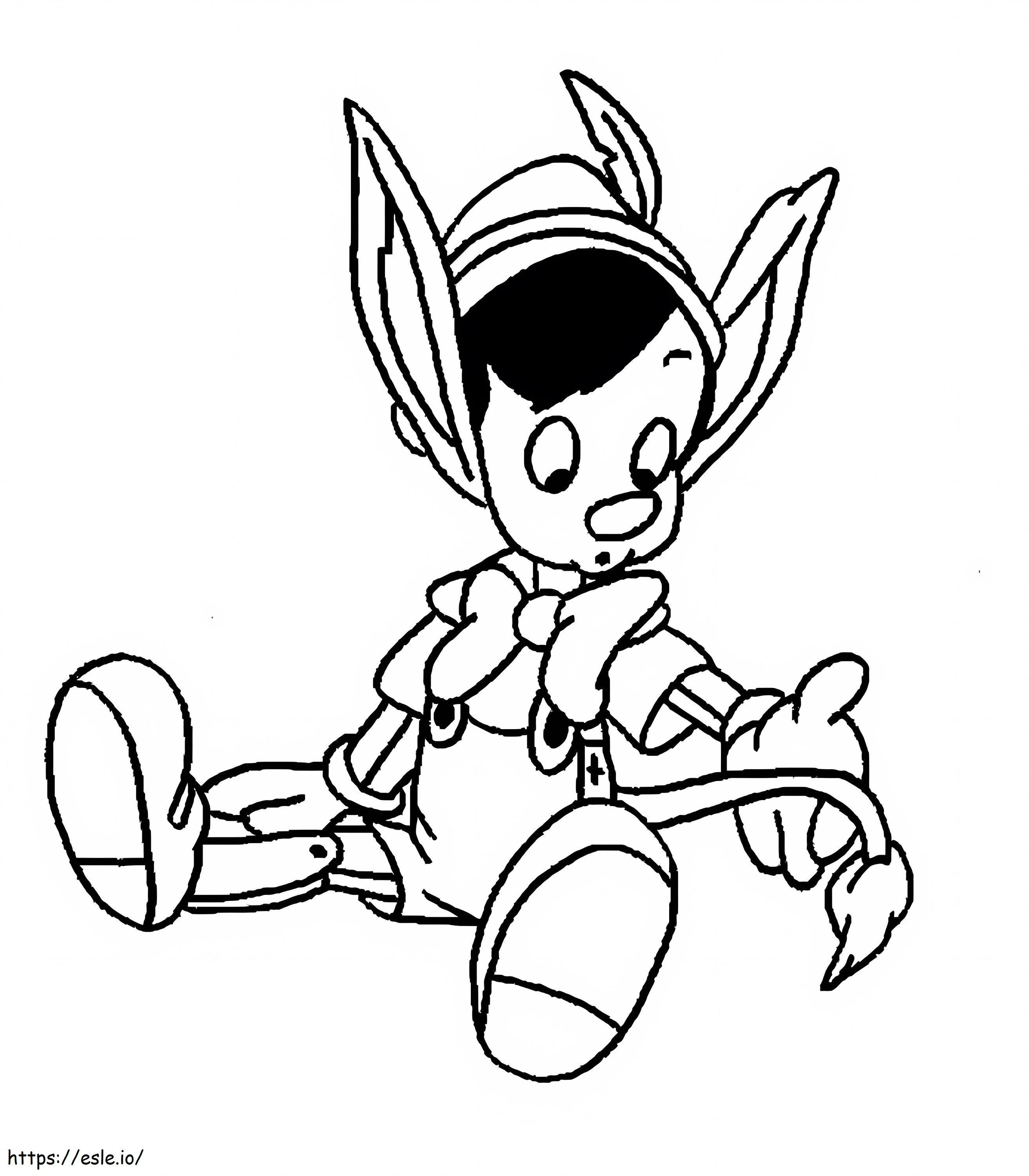 Pinocchio seduto da colorare