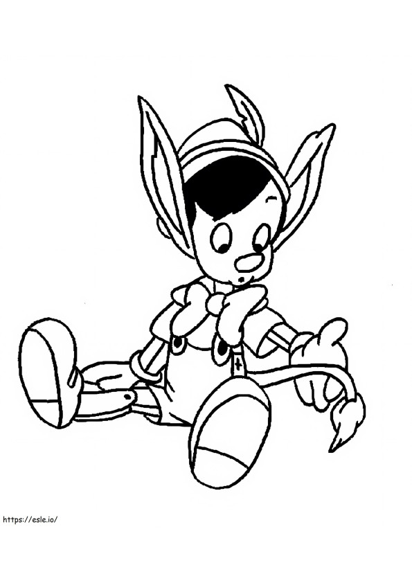 Pinocchio așezat de colorat