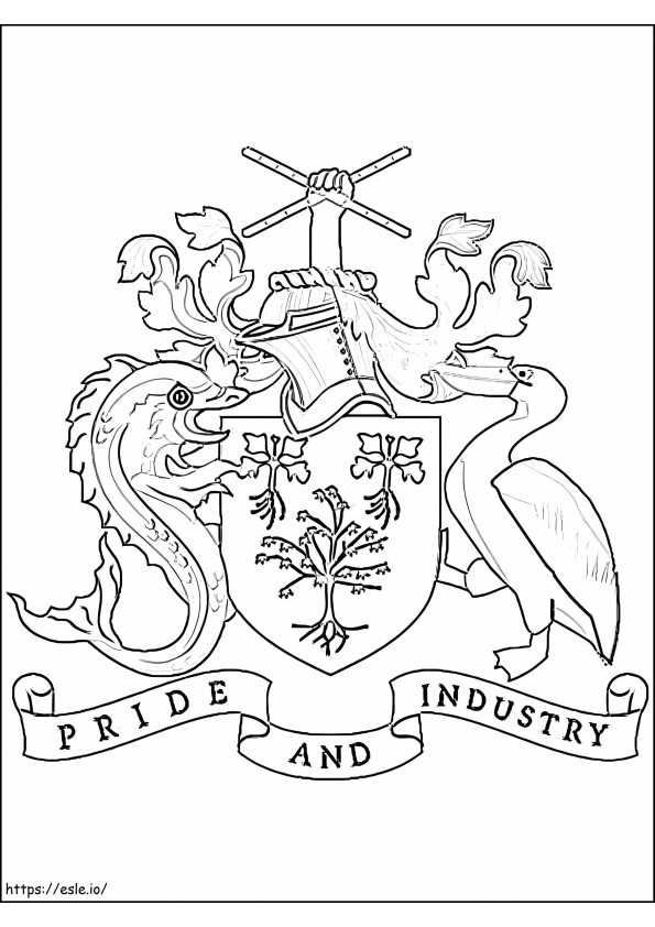 Escudo de armas de Barbados para colorear