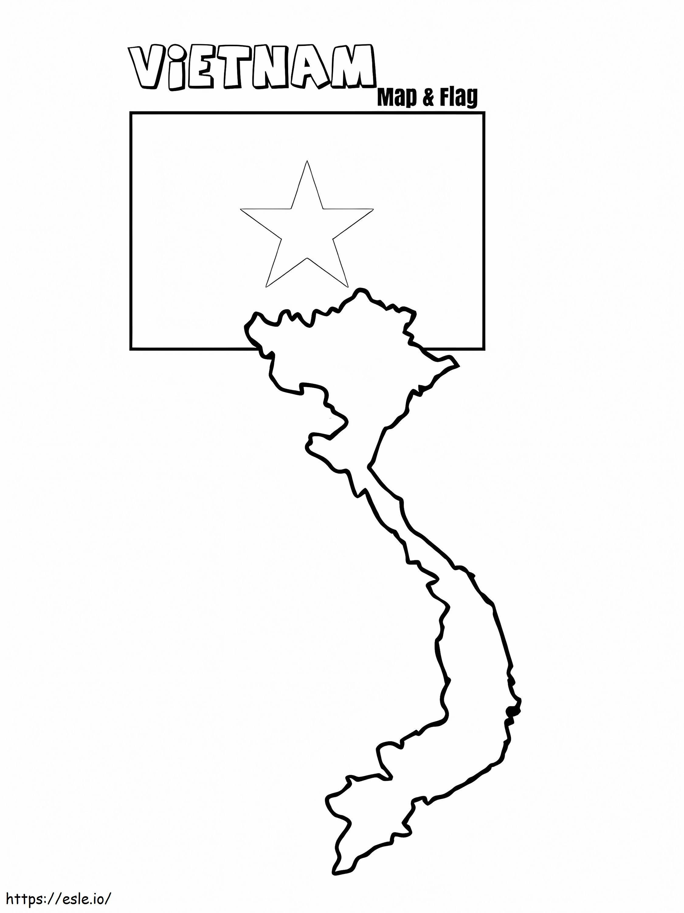Vietnam Map And Flag coloring page