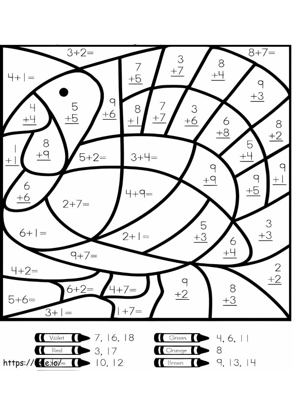 Adição de cor por número de peru para colorir
