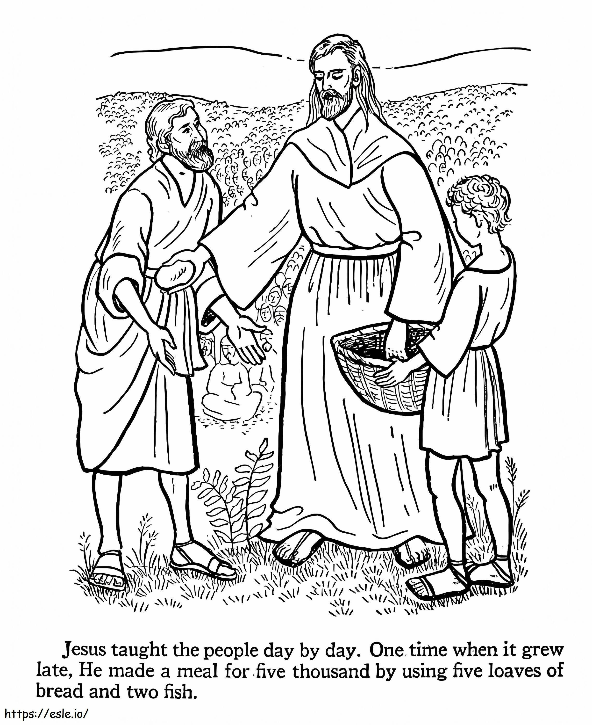 Printable Jesus Feeding 5000 coloring page