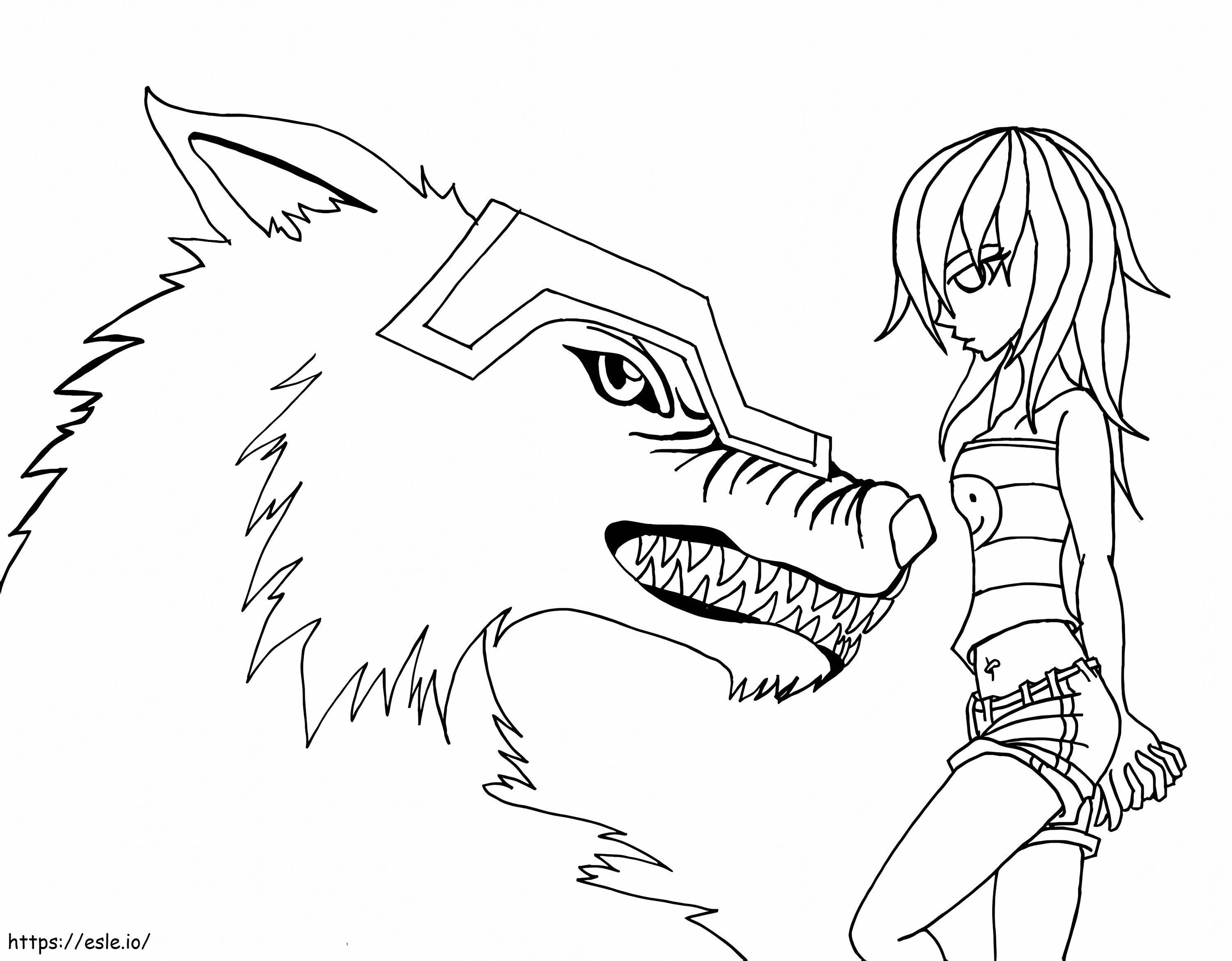 Cool Wolf Girl Coloring Page coloring page