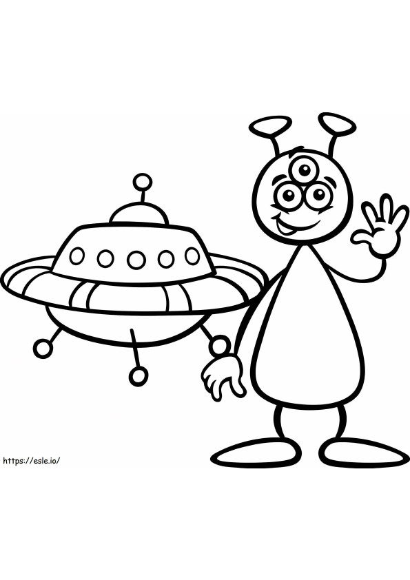 UFOs And Aliens Smiling coloring page
