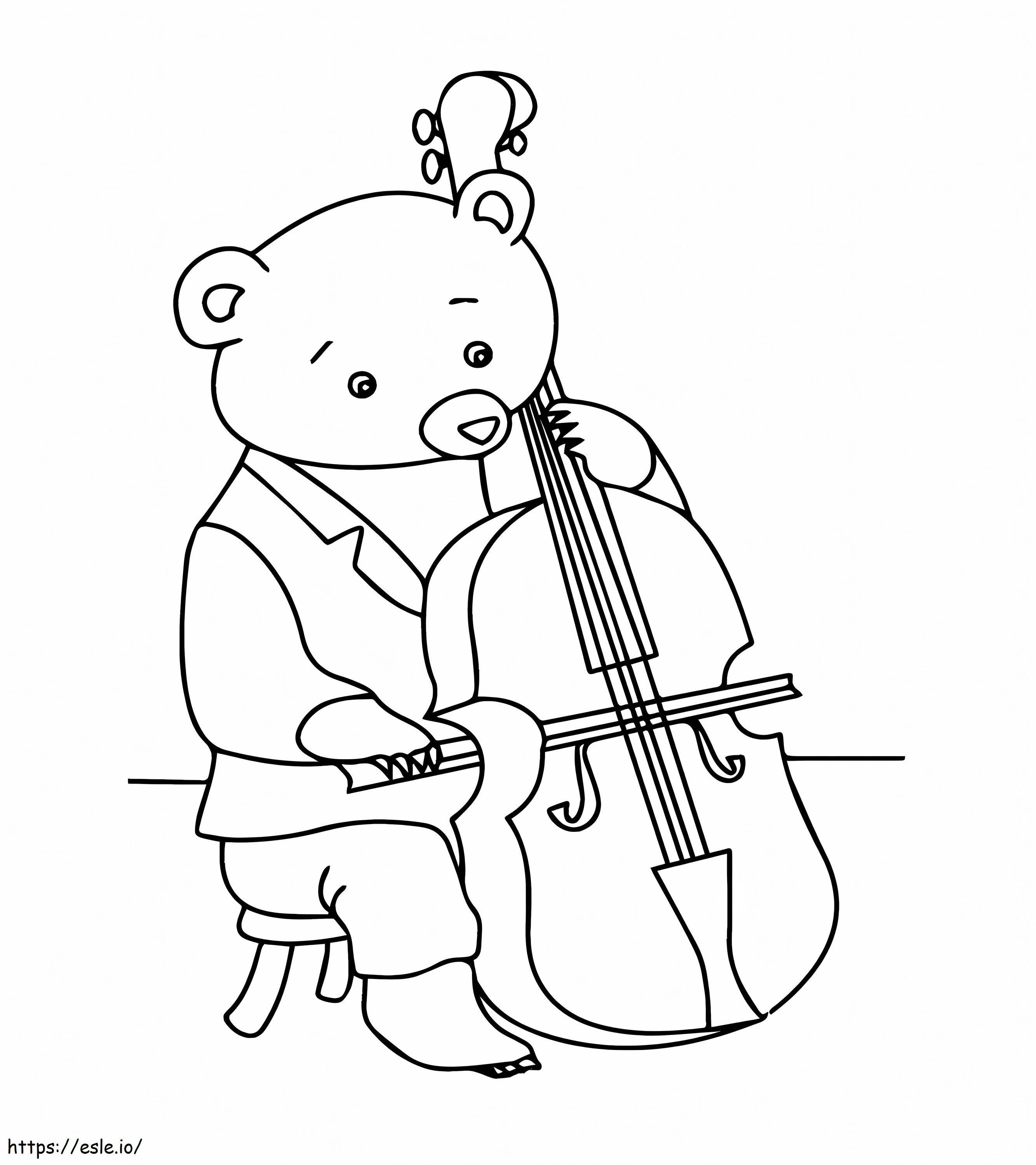Karhu soittaa viulua värityskuva