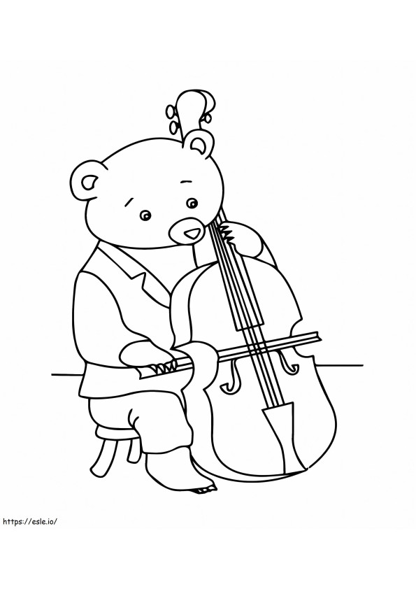 バイオリンを弾くクマ ぬりえ - 塗り絵