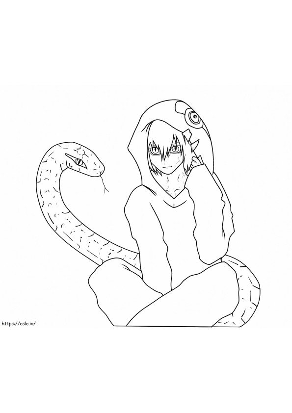 Kabuto e sua cobra para colorir