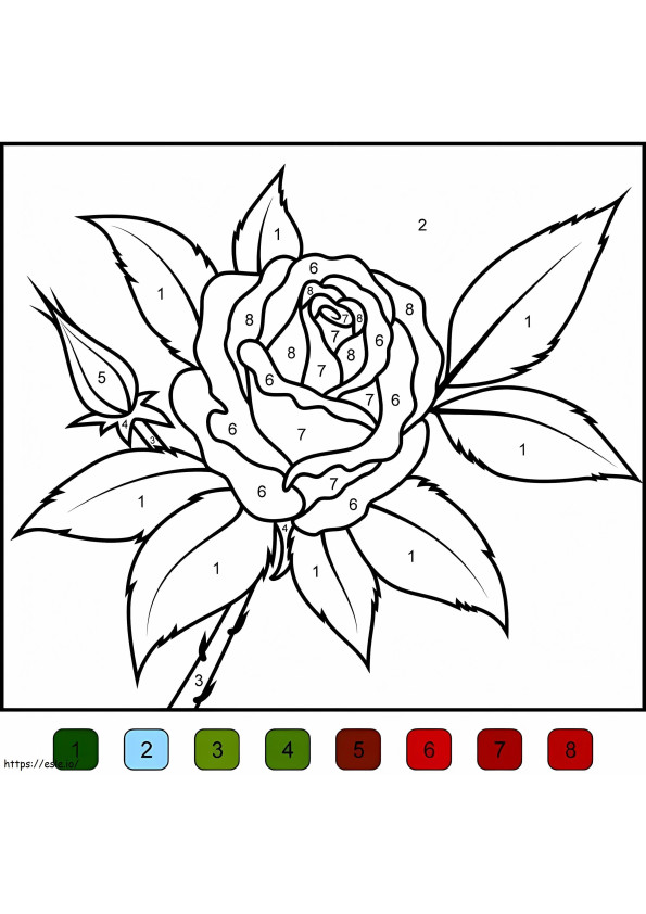 Coloriage Couleur de fleur de rose par numéro à imprimer dessin