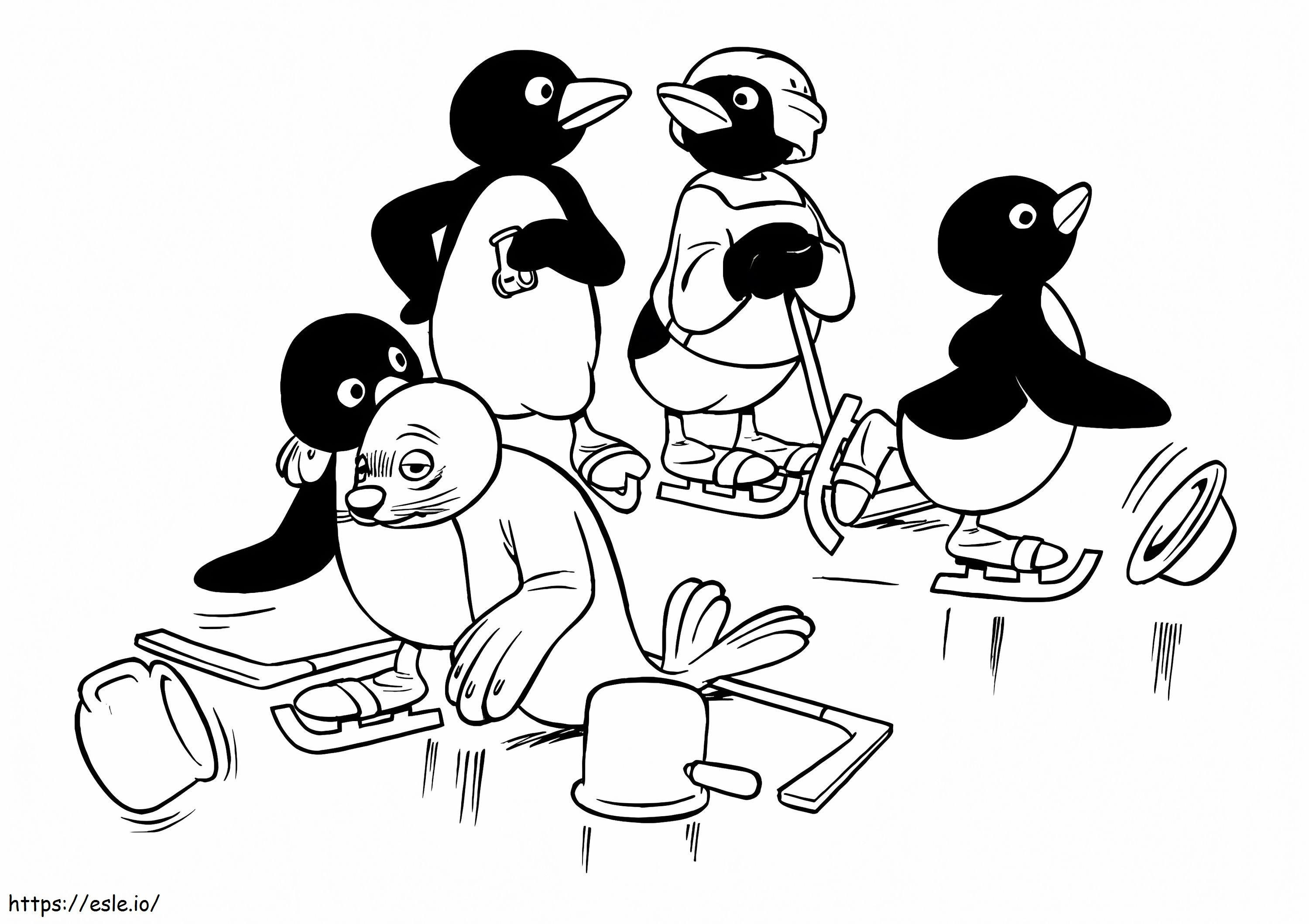 Pingu Team coloring page