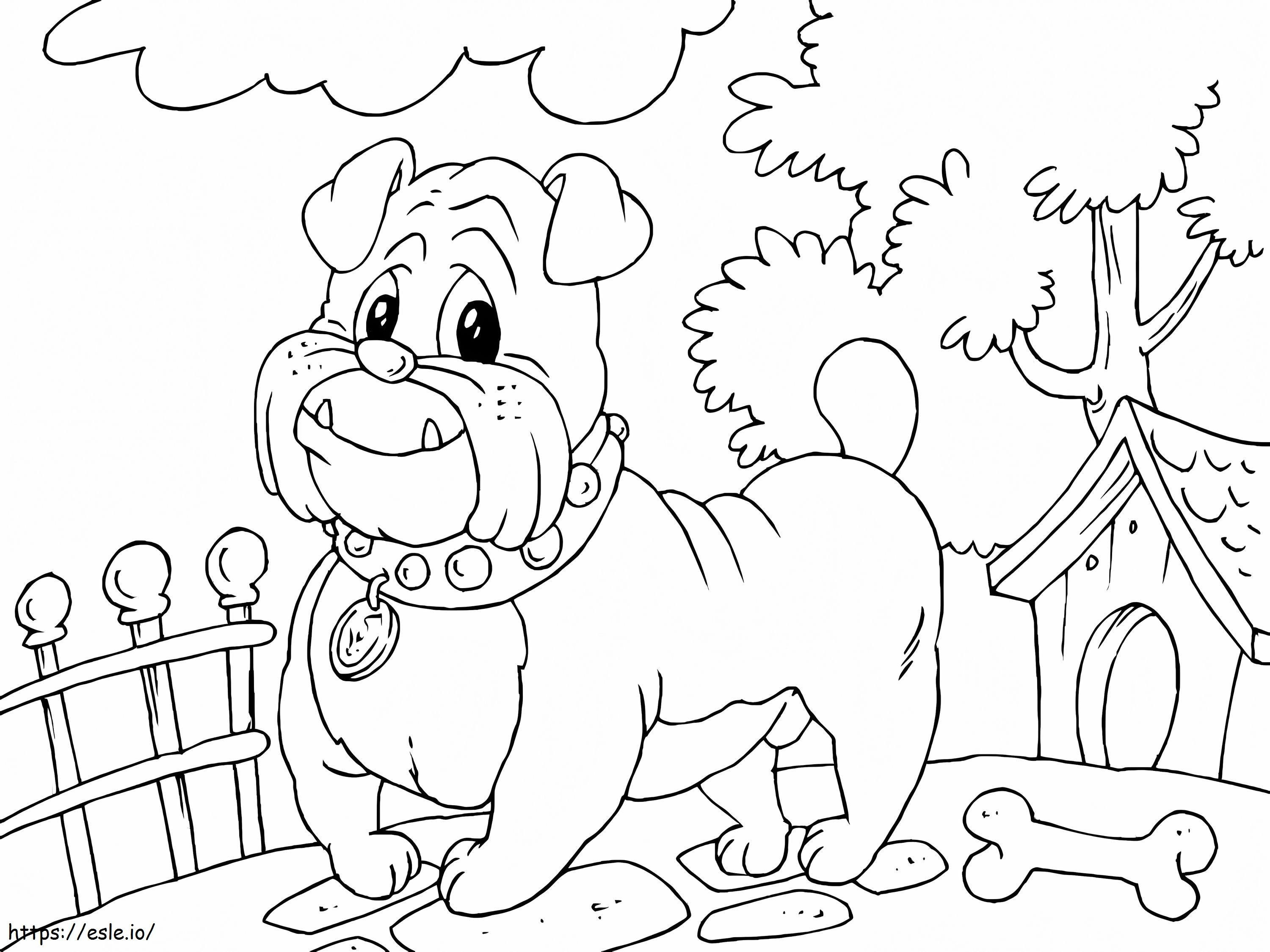 Bulldog de dibujos animados para colorear
