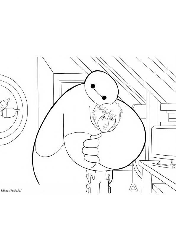 Baymax Is Hugging Hiro coloring page