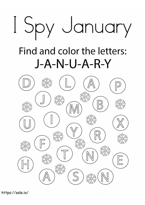 I Spy January coloring page