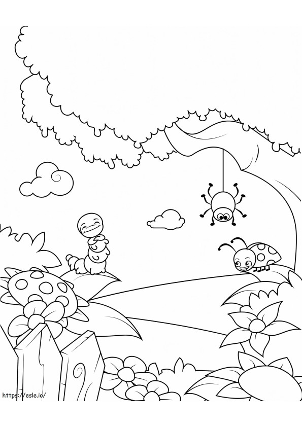 1560411156 Cartoon Insects A4 coloring page