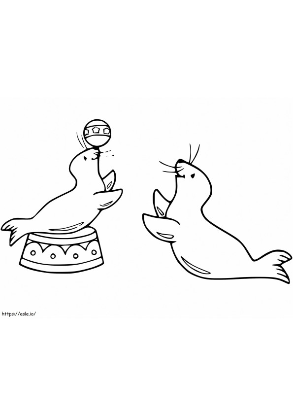 Funny Sea Lions coloring page
