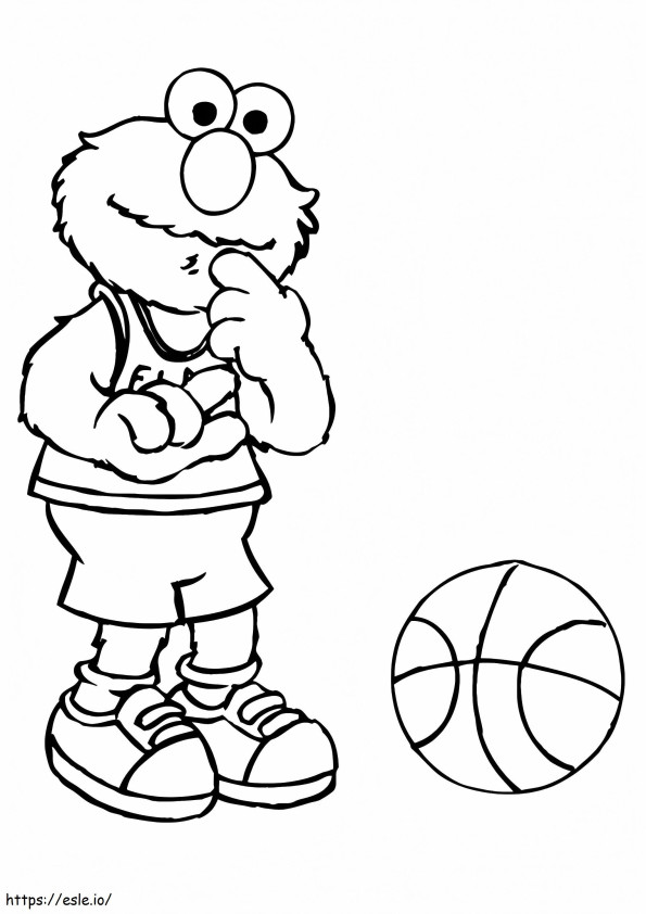 1526905465 Elmo Playing Busketball A4 coloring page