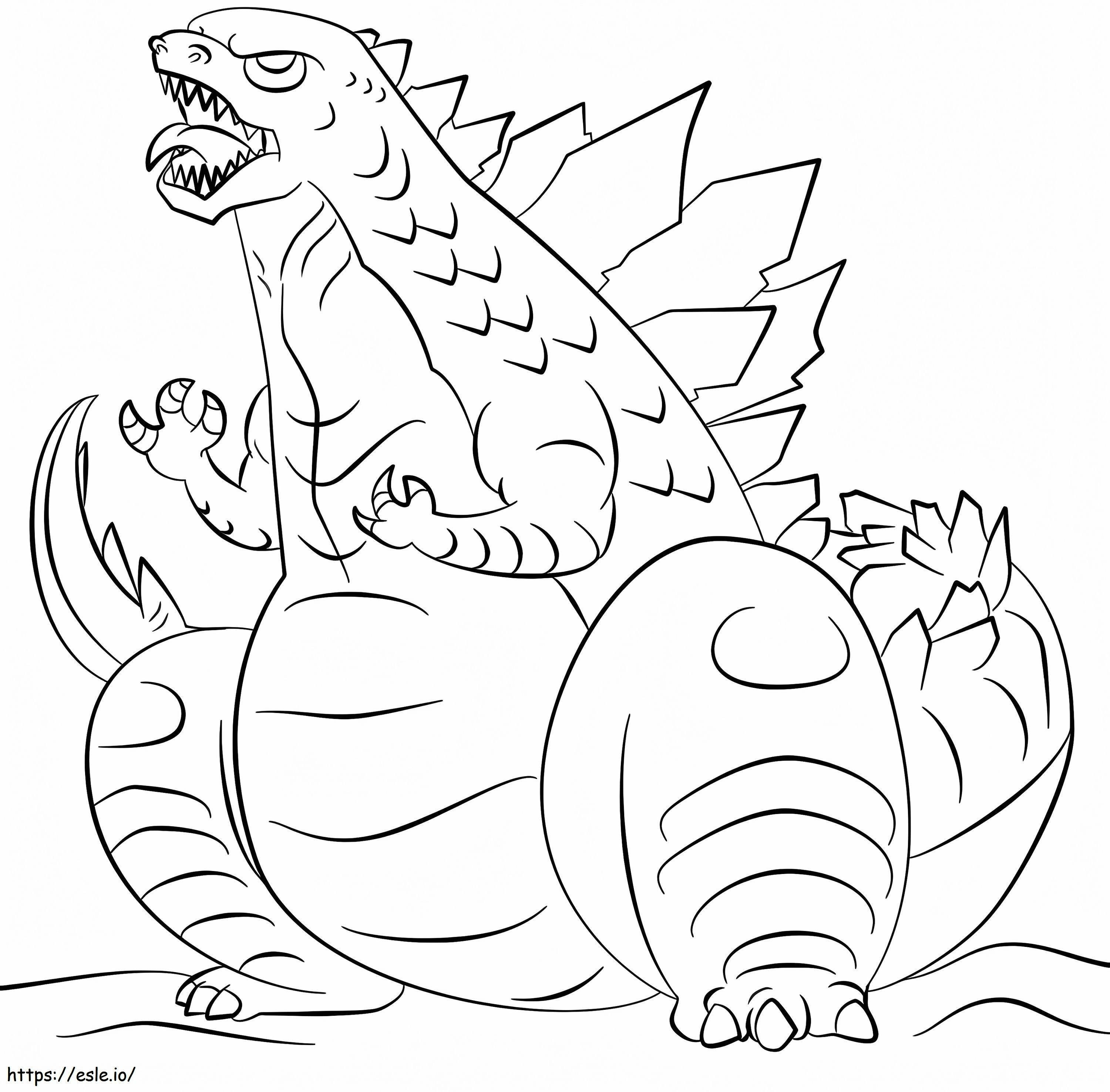 Coloriage Godzilla est drôle à imprimer dessin