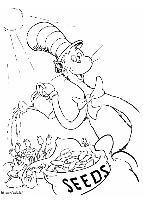 1567773901 Cat Watering Flowers A4 coloring page