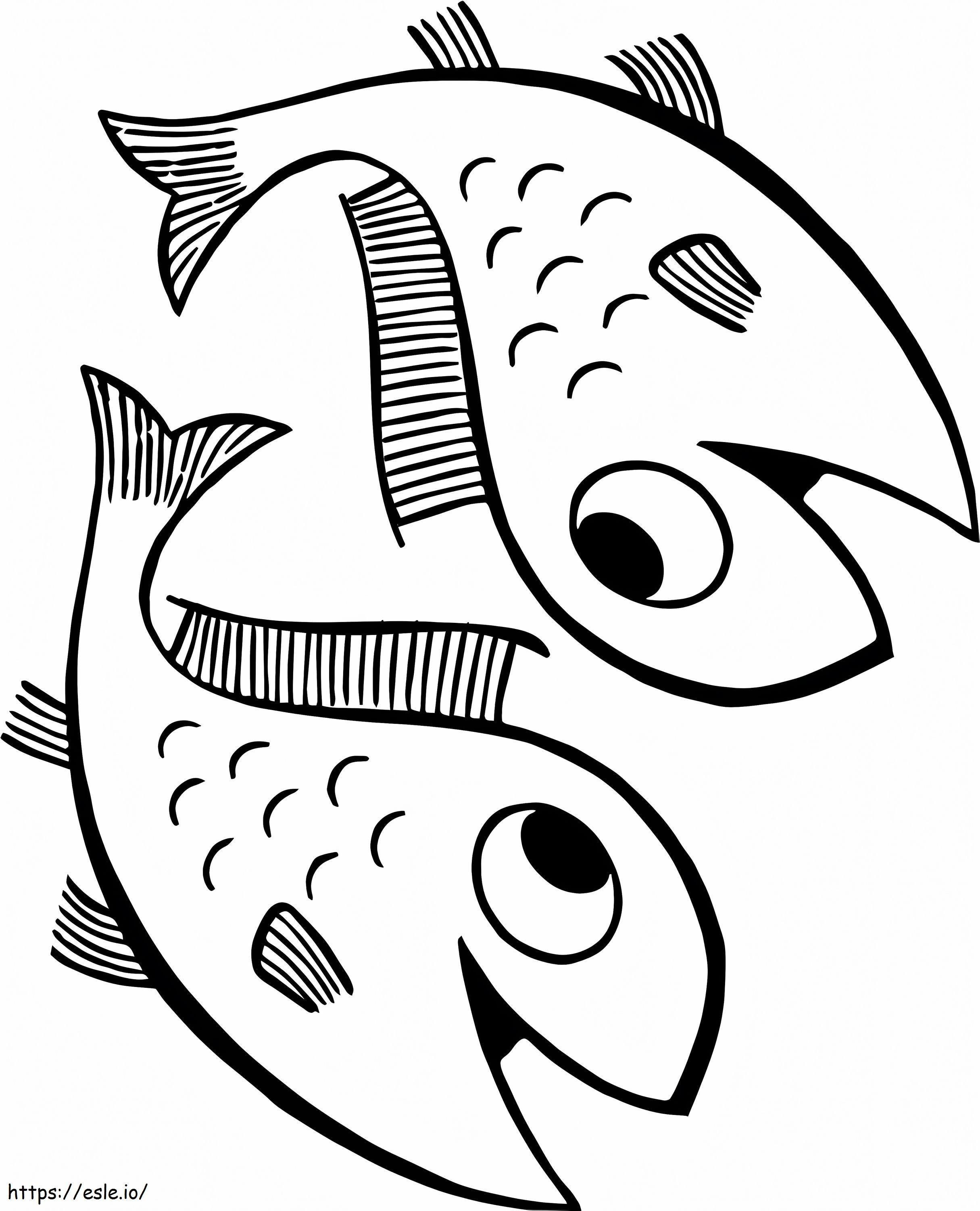Coloriage Deux poissons heureux à imprimer dessin