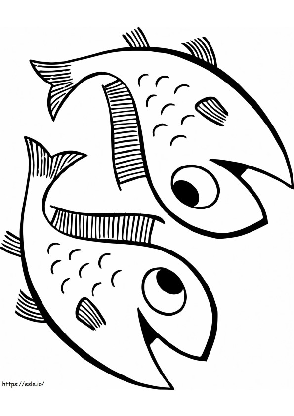 Two Happy Fish coloring page